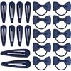 YAWYO Confezione da 20 accessori per capelli blu navy, fasce per capelli con fiocco e mollette, set regalo per bambine