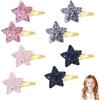 RUGBOL 8 fermagli per capelli a forma di stella, fermagli per capelli per bambine, fiocchi per capelli per bambine, fermagli per capelli scintillanti, accessori per capelli per bambine, bambini, capelli fini