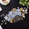 VEKXAR Accessori per capelli da damigella d'onore per donna, pettini laterali per capelli da sposa con fiori blu e perle, forcine per capelli da sposa per matrimoni, balli di fine anno, feste (blu)