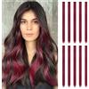 ARWIG 10 estensioni di capelli rossi, lunghezza 55,8 cm, finte lische con clip, accessori per ragazze (rosso scuro)
