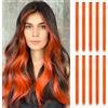 ARWIG 10 extension colorate per capello, 55,8 cm, lisci, accessori per capello per ragazze, extension con clip (arancione rosso)