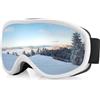 VINTEAM Maschera da Sci Uomo Donna OTG Occhiali da Sci con Doppia Lente Antiappannamento in PC Maschera da Snowboard Protezione UV400, Cinturino Antiscivolo 3D per Ciclismo Arrampicata Sci - Nero
