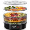 NutriChef Essiccatore Alimentare Nero Rotondo Professionale con 5 Vassoi Impilabili, Disidratatore per Carne, Pesce, Funghi, Frutta e Verdura, 82°C, Facile da Pulire, Essiccatore Domestico
