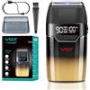 VGR 308 Rasoio Elettrico Barba Professionale Senza Fili, Foil Shaver con Lama a Doppio Strato in Titanio Floating E Motore da 9000RPM, Rasoio Barba Elettrico con Display LED, Ricarica USB, Oro