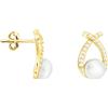 SOFIA MILANI - Orecchini da Donna in Argento 925 - Placcati in Oro e con Pietra Zircone - Orecchino a Perno a Perla - E2735