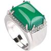 Yigedan Anello quadrato in giada verde naturale in argento 925 con cerchi per dita regolati