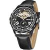 TIME100 Orologio Uomo Automatico Meccanico Senza Batteria, Quadrante Scheletrato Open Heart Angel Wing, Stile Pilota Business Sport, Cinturino in Pelle, Lancette Luminose, 30M Impermeabile