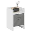 Furinno VIOLA Tavolino Laterale, Tavolino d'Appoggio con Struttura Spessa e Contenitore, Comodino, per Soggiorno e Camera da Letto, Bianco/Grigio Chiaro