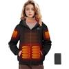 Moteoza Felpa Riscaldante Donna con Fodera in Pile e Batteria 7,4 V 16000 mAh, Felpa Riscaldata Felpa con Cappuccio Donna con 6 Zone di Riscaldamento 3 Temperatura Regolabile (Nero, S)