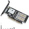 ELUTENG Adattatore Dual M.2 NVMe su PCIe 5.0, scheda di espansione SSD PCI-Express NVMe 2 x 128 Gbit/s Supporta slot PCIE X8 X16 per SSD M Key/B&M Key 2230 2242 2260 2280