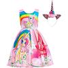 Lito Angels Vestito Unicorno con Cerchietto per Capelli per Bambina, Taglia 6-7 Anni, Rosa C