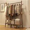 AQIMUELE Stand Appendiabiti con Ruote, Attaccapanni in Legno, 43 x 100 x 157 cm, Appendiabiti da Terra, Resistente, Facile da Montare e Spostare, con Supporto per Scarpe (Noce)