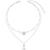 HOOHWE Collana da donna in argento Sterling 925 a strati con ciondolo a forma di ancora, regolabile, per donne e ragazze, Argento sterling