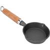 Cryfokt Mini Padella In Ghisa, 10 Cm/ 3,9 Pollici Padella Antiaderente con Manico In Legno Mini Fondo Piatto Padella Rotonda per, Campeggio, Interna/Esterna