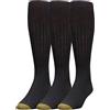 Gold Toe Men's Windsor Wool Over-The-Calf Dress Socks, 3-Pairs, Black, Large