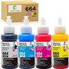 JoyPrinting 4-Color 664 T664 Compatibile Flacone di Inchiostro con Epson 664 T6641-T6642 Multipack per Ecotank ET-2500 ET-2550 ET-2600 ET-2650 ET-4500 ET-14000 L100 L110 L1300 L200 L210 L350 L355 L365