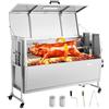 VEVOR Griglia per Maialino Griglia a Carbone, Lunghezza 132 cm 38 W con Capacità di Carico di 60 kg e Ruote e Regolazione dell'Altezza a 4 Vie e Coperchio, in Acciaio Inossidabile per Campeggio