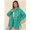 Fatto a mano Camicia da donna elegante fatta a mano casual formale turchese pelle di agnel...