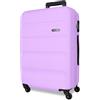 Roll Road Flex Valigia rigida realizzata in ABS, un materiale, chiusura a combinazione laterale 4 ruote doppie bagaglio a mano, pratico interno con un vano, Viola, 46x65x25cm, Valigia media