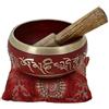 Ajuny - Campana tibetana buddista, con batacchio e cuscino, ideale per meditazione e suonoterapia, 10,2 cm, colore rosso