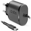 SBS Caricatore USB C da parete e ciabatta multipresa, caricabatterie portatile da 12W per cellulari Samsung, Oppo, Xiaomi, Huawei, Motorola, Asus, LG, Nokia, cavo 1m