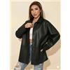 Fatto a mano Camicia da ufficio in vera pelle nera da donna elegante casual in pelle di ag...