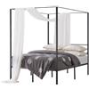VEVOR Letto a Baldacchino Matrimoniale, Letto in Metallo con Testiera Minimalista e Design a 4 Baldacchini, Robusto Supporto a Doghe in Acciaio Quadrato, Non Necessita di Materasso a Molle, Nero