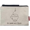 Hello-Bags. Necessaire/pochette. Esterno: 100% cotone. Con cerniera interna e fodera. Include una bella busta regalo kraft. Modello ENVENA. Colore: Écru/Nero. Misure: 23 * 15,5 cm.