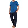 Uniexcosm Pigiami Due Pezzi da Uomo Pigiama Uomo Lungo Cotone Leggero A Tasche Laterali Blu Navy + Nero 3XL