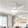 Passky Ventilatore a soffitto con luce silenzioso 132cm, Comando a distanza, Motore CC, 3 regolazioni di colore, Funzione estate-inverno, 6 velocità, Temporizzatore, Interno/esterno, Bianco