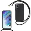 Beajew Custodia per Samsung Galaxy S21 FE Cover con Regolabile Rimovibile Corda da Catena Collana Necklace Antiurto Cordino Collari per Samsung Galaxy S21 FE, Nero