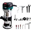 DNTI Fresatrice Rifilatore,DNTI Router di legno elettrico 710W 10000-30000 giri/min,6 velocità variabili,2 pinze da 6 mm e 8mm, laminatore professionale con accessori,Base fissa