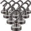 Neosmuk Ganci magnetici, 13,6 kg + magneti di terra resistenti con gancio per frigorifero, gancio da crociera extra forte da appendere, gancio magnetico per cabine, griglia (nero, 10 pezzi)