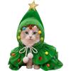 MiOYOOW Vestiti Natale per Animali Domestici, Mantello per Cane Gatto con Cappello, Mantella di Natale con Stella e Mini Palline Soffici, per Cani Gatte di Piccola e Media Taglia