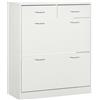 HOMCOM Mobile Scarpiera da 12 Paia con 2 Ripiani Interni Regolabili e 2 Cassetti, in Legno, 80x30x91.5 cm, Bianco | Aosom Italy