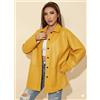 Fatto a mano Camicia formale casual pelle di agnello vera gialla fatta a mano morbida donn...