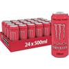 Monster Energy Pipeline Punch - 24 Lattine da 500 ml, Energy Juice con Taurina, L-carnitina, Inositolo e Vitamine del Gruppo B, Bevanda Energetica dal Gusto di Frutto della Passione, Arancia e Guava
