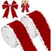 Seasboes 2 rotoli di nastro natalizio con filo, 6,3 cm x 5 m, nastro di velluto rosso con bordo, decorazioni per albero di Natale, nastro di Natale per fai da te, archi, decorazioni per albero di Natale