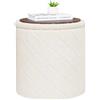 Bonlife Sgabello rotondo Pouf con vano portaoggetti, sgabello pieghevole con coperchio, per soggiorno, camera da letto, ingresso, bianco, 43x43x45 cm