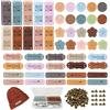 Rbleote 20 Pezzi Etichette Handmade In Pelle, 75 Pezzi Rivetti per Cuoio, 5 Design Etichette in Pelle Scamosciata Fatte A Mano con Fori, Targhetta Personalizzata per Cucito PU, per DIY Abbigliamento Cappelli