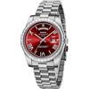 NIBOSI Orologi da uomo in acciaio inox, orologio analogico al quarzo per uomini, impermeabile, orologio da business, casual, classico, con datario e indicatore del giorno, Silver Red, Classico