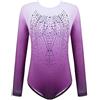 trudge Body da danza e ginnastica classica a maniche lunghe per bambine,completo da ginnastica, abbigliamento da gara, con brillantini per bambine Viola 140 6-7 anni