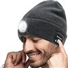 Himdeck Aggiornato Bluetooth Beanie Hat LED Beanie Hat Bluetooth 5.0 Cuffie senza fili Musica Knit Cappelli con altoparlante stereo per sport all'aria aperta Sci, corsa, Grigio, Etichettalia unica
