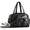 Lekespring Borsone da Viaggio Puffer per Donna Uomo, Borsa Palestra con Scomparto Scarpe e Borsa Bagnata in PVC, Borsoni Bagaglio a Mano, Borse Tracolla Leggero per Ospedale Weekend Sportiva, Nero