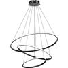 minifair Lampadario a sospensione a LED, dimmerabile a 3 anelli, in acrilico, nero, regolabile, per cucina, isola, sala da pranzo, soggiorno, camera da letto, atrio, 40 + 60 + 80 cm