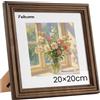 Feihorrm Cornice vintage portafoto in legno massello di noce, con vetro temperato, per foto da 20 x 20 cm, senza passepartout o 9 x 9 cm, con passepartout (marrone scuro, 20 x 20 cm)