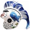 PAXLAMB Parrucche mohawk - Parrucca con casco, per bicicletta, moto, ciclismo, scooter, polo, sci, snowboard, cosplay, costume (bianco blu)