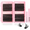 Silkiwinki Kit Ciglia Finte Ciuffetti per Fai da Te, 544PCS Extension Ciglia con Colla e Rimosore, Ricci D 10-16MM per un Look Professionale a Casa (60+100+120+150D)