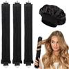MPXEAVG 3 Pcs Heatless Hair Curler, Arricciacapelli Durante la Notte, Ricci Senza Calore con Ganci, Riccioli Senza Calore, Riccioli Grandi (Nero + Berretto da notte)
