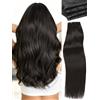 WIGNEE 100% Remy doppelt unsichtbare Web-PU-OVO-Echthaarverlängerungen 18 Zoll Mikroperlen black honigblonde Strähnchen Genius-Haarverlängerungen